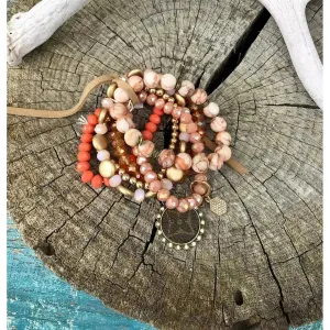 Upcycled LV by ME Bracelet Stack!!  Peachy Orange
