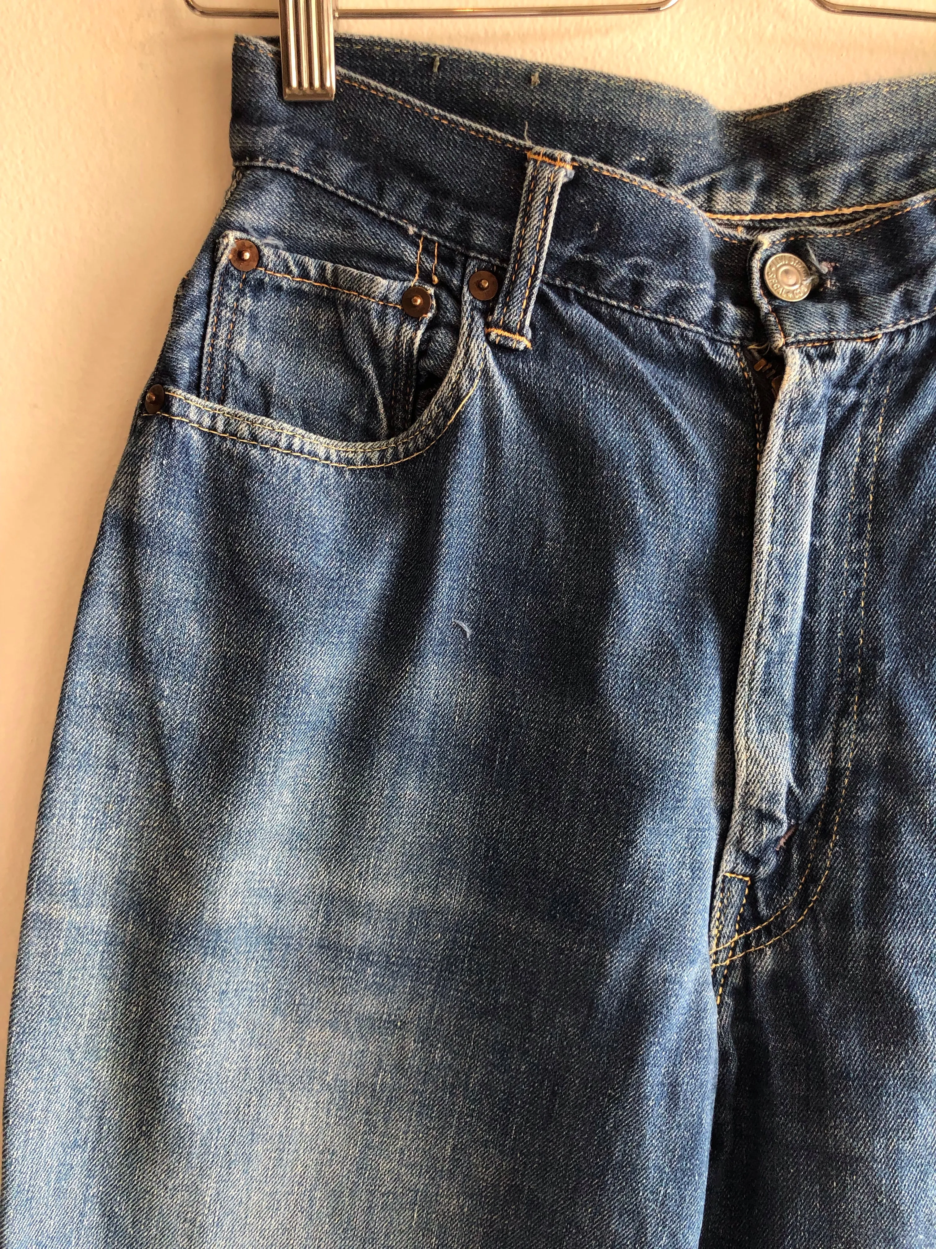 Vintage 1950s Levis Big E 701 Hidden Rivet Denim Jeans