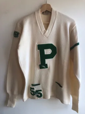 Vintage 1950s Peninsula High School  Varsity Sweater w/ Pockets