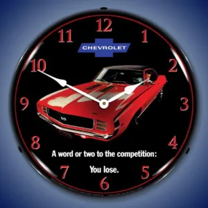 Vintage 1969 Camaro RS SS Lighted Wall Clock