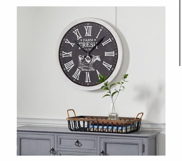 Vintage Wood Round Wall Clock
