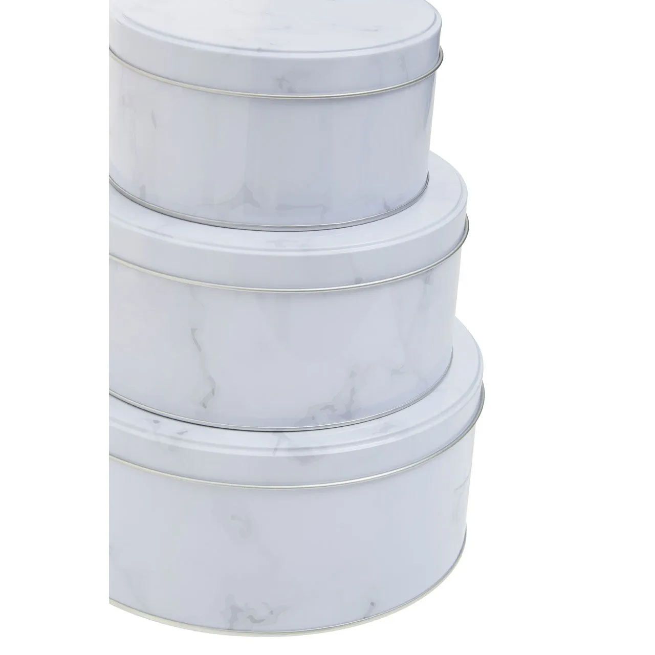 White Marble Effect Storage Tins (Set of 3)