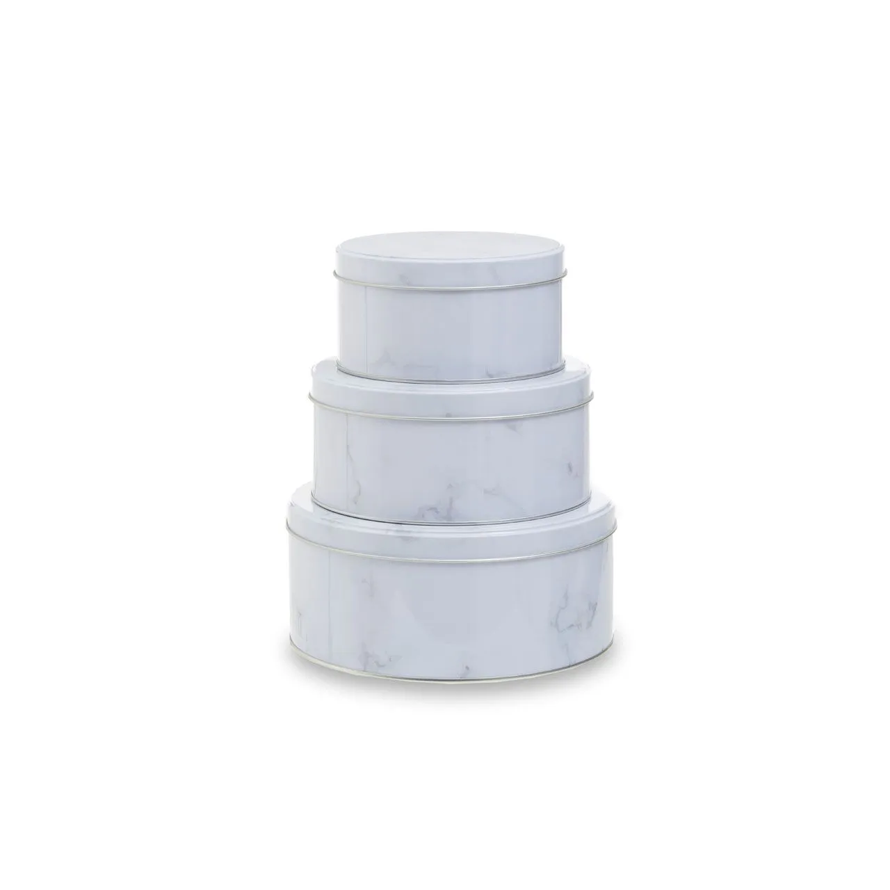 White Marble Effect Storage Tins (Set of 3)