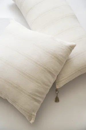 White with Beige Stripes Linen Pillows