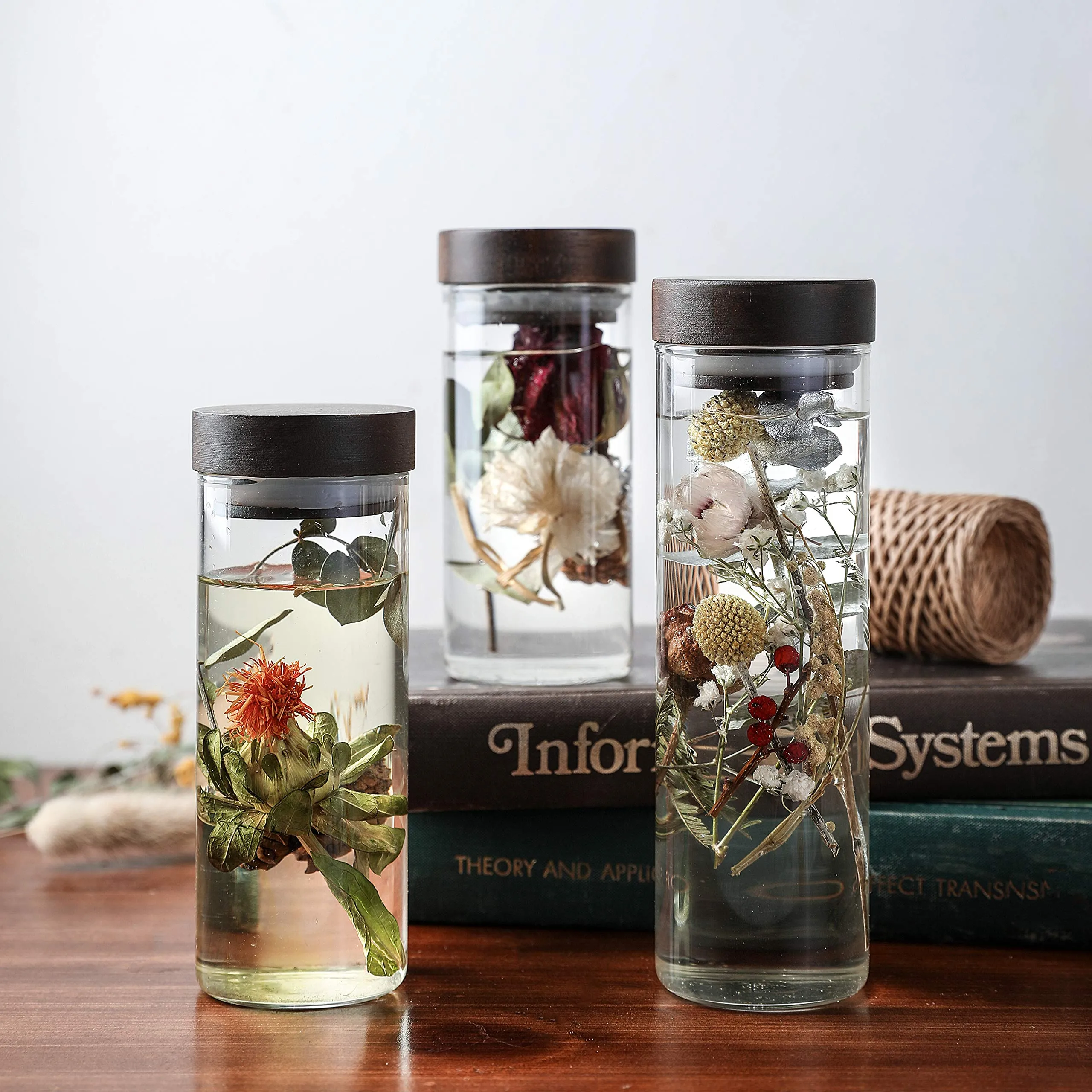 Whole Housewares Empty Refillable Borosilicate Glass Bottles Vials Jars,Mini Storage Jars