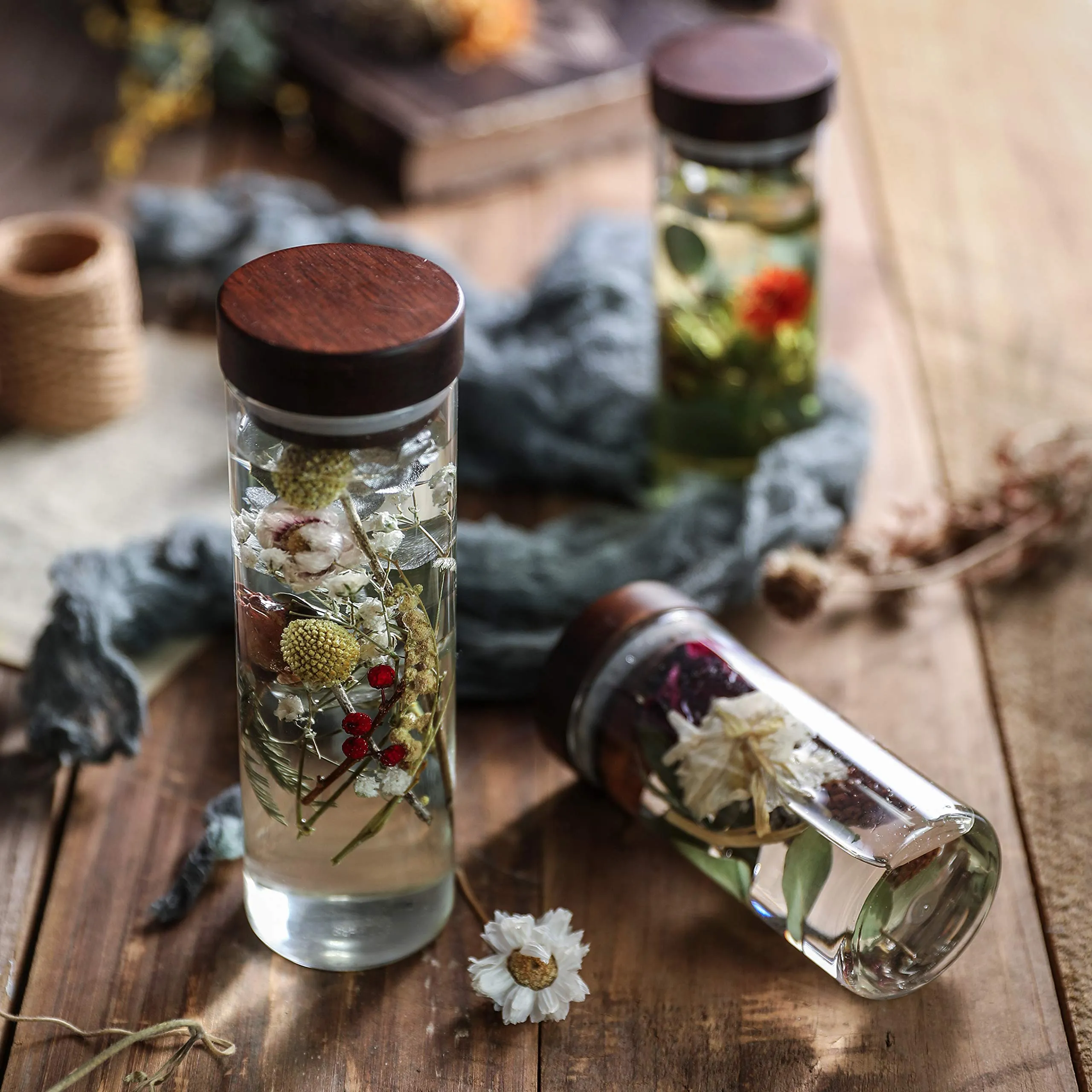 Whole Housewares Empty Refillable Borosilicate Glass Bottles Vials Jars,Mini Storage Jars