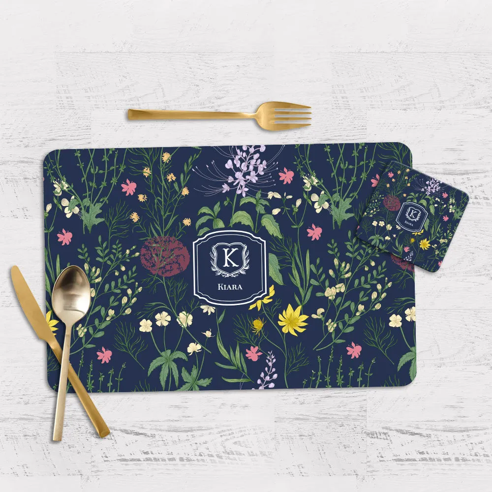 Wildbloom Tableware Set (4 Placemats & 4 Casters)