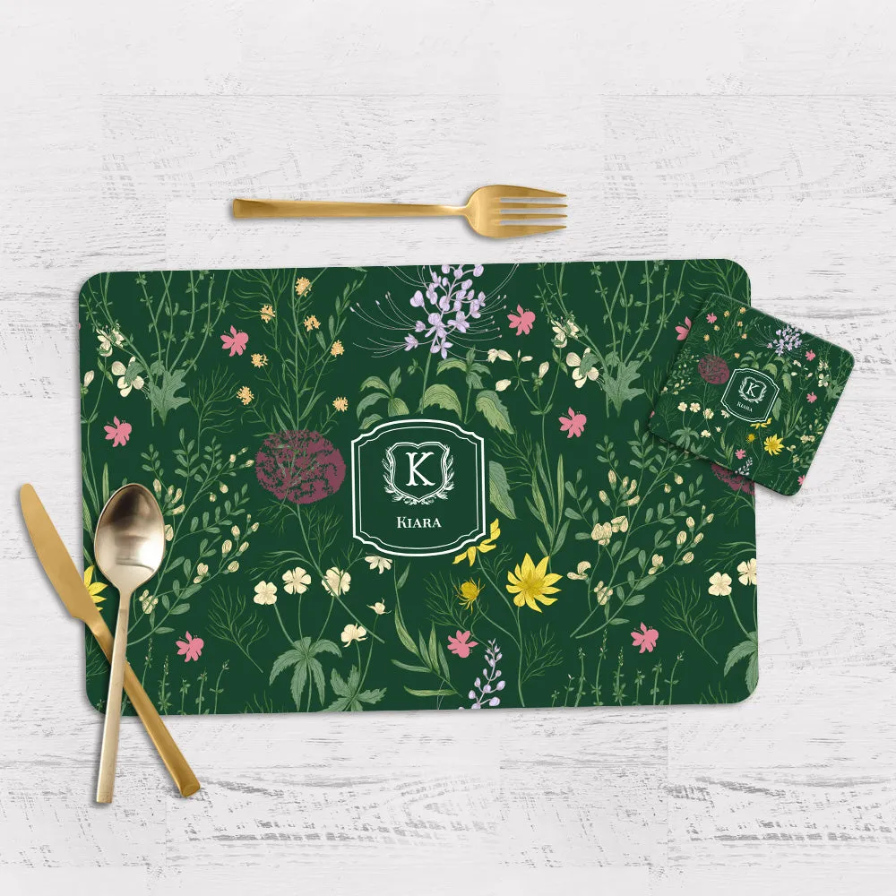 Wildbloom Tableware Set (4 Placemats & 4 Casters)