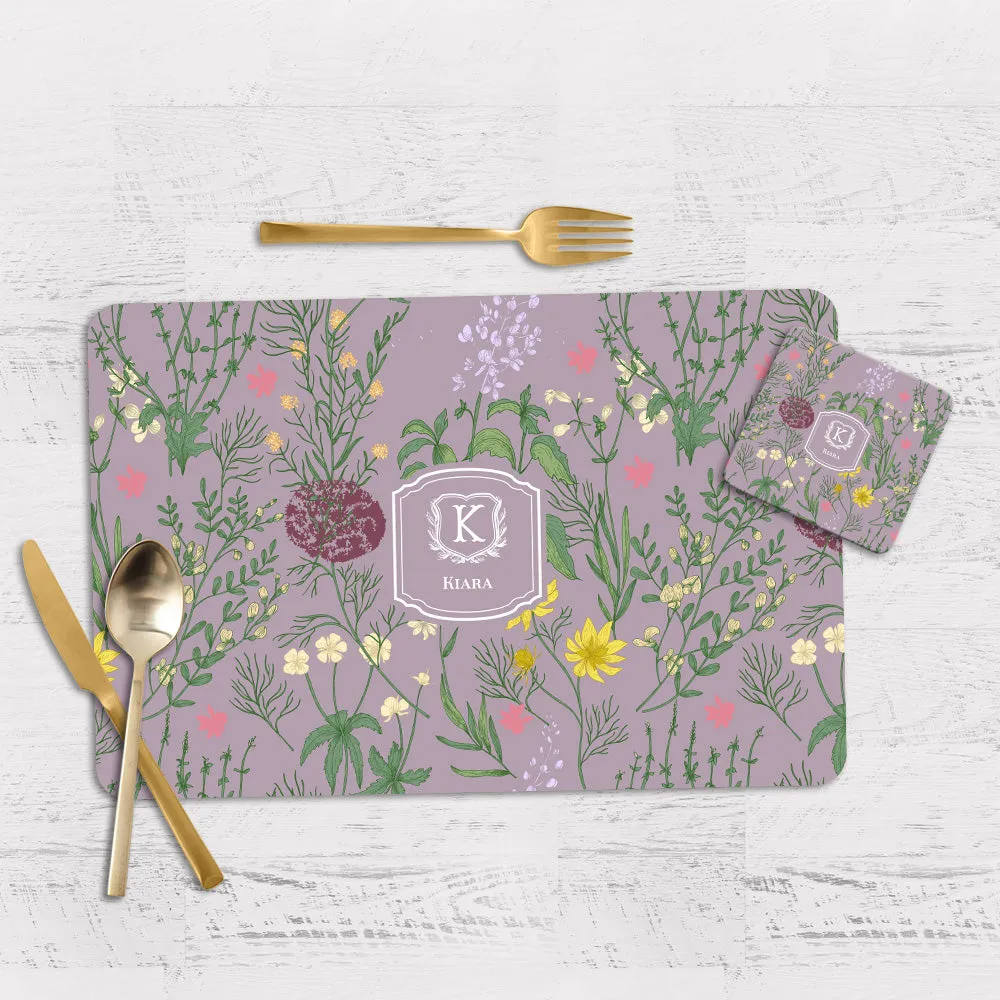 Wildbloom Tableware Set (4 Placemats & 4 Casters)