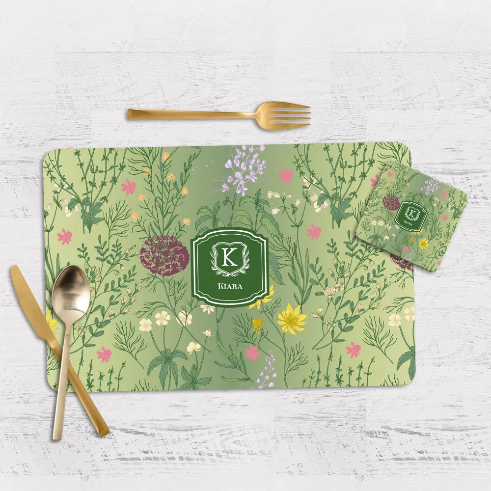 Wildbloom Tableware Set (4 Placemats & 4 Casters)