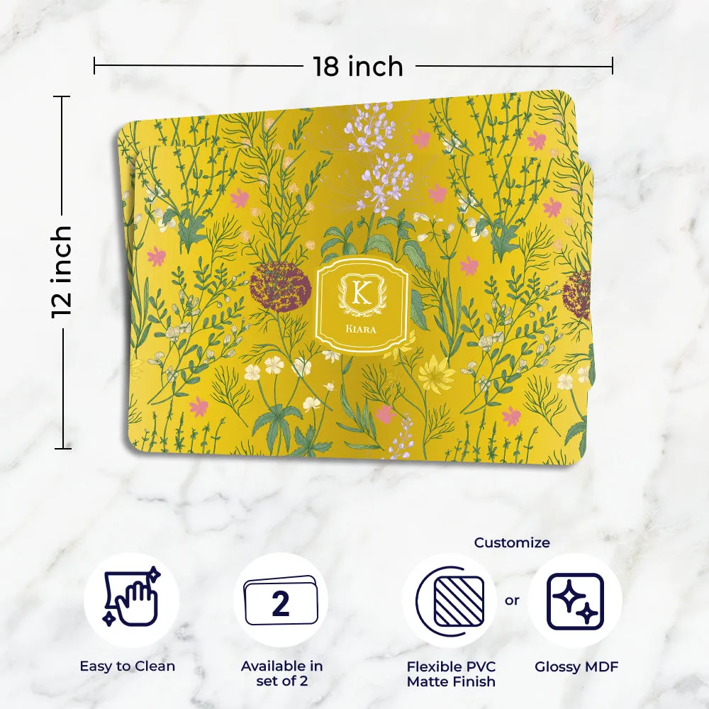 Wildbloom Tableware Set (4 Placemats & 4 Casters)
