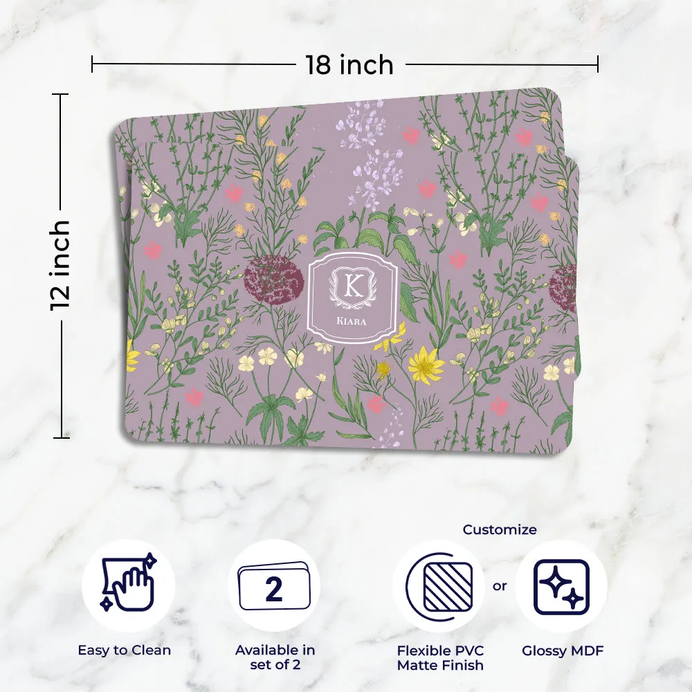 Wildbloom Tableware Set (4 Placemats & 4 Casters)