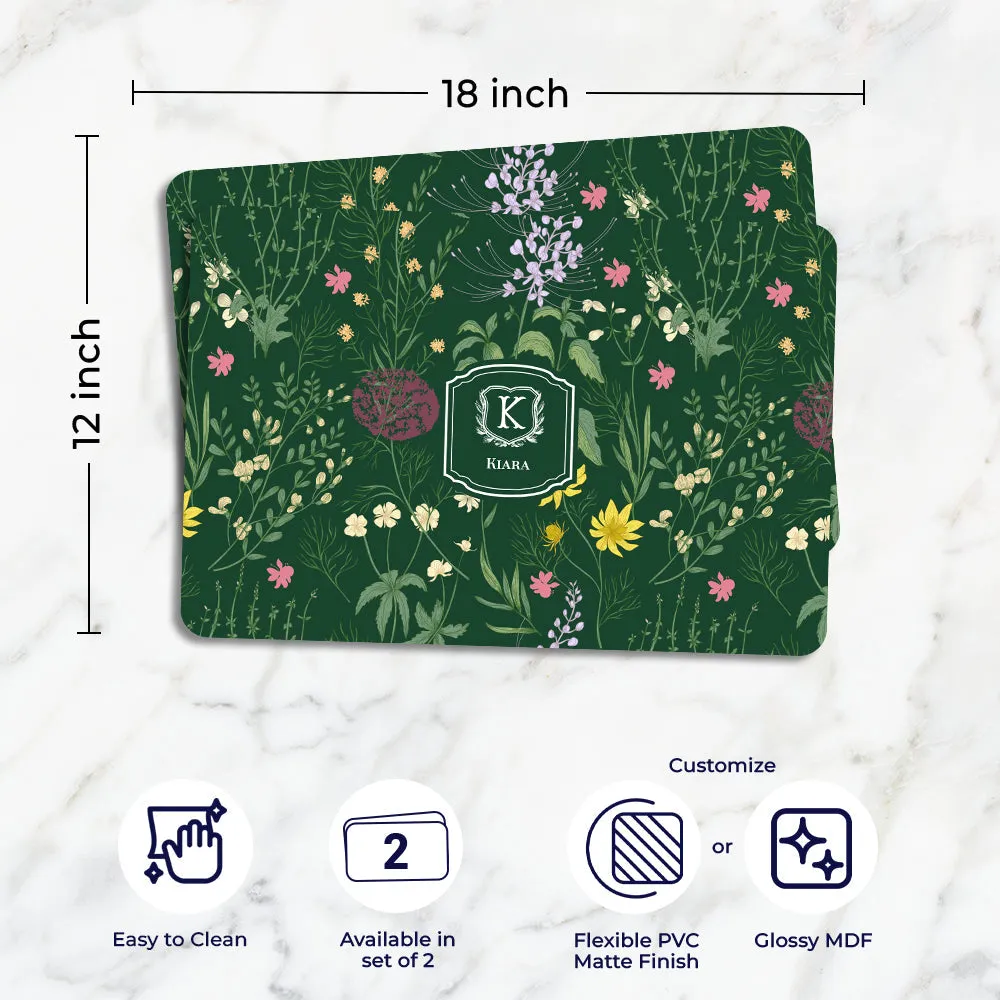 Wildbloom Tableware Set (4 Placemats & 4 Casters)