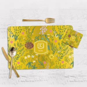 Wildbloom Tableware Set (4 Placemats & 4 Casters)