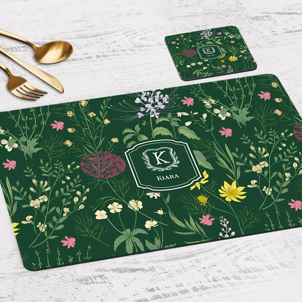 Wildbloom Tableware Set (4 Placemats & 4 Casters)