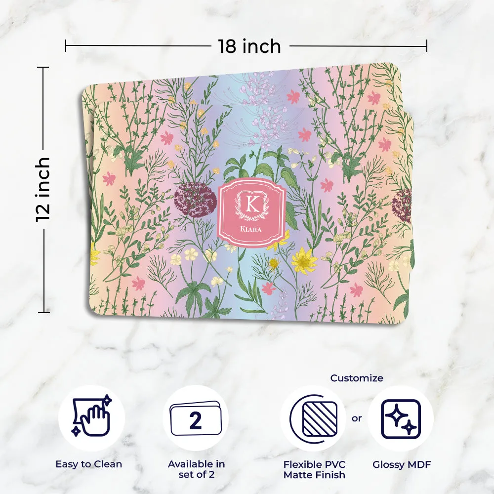 Wildbloom Tableware Set (4 Placemats & 4 Casters)