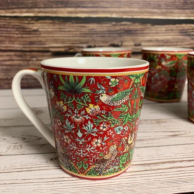William Morris Mugs - Set of 4 Strawberry Thief Design