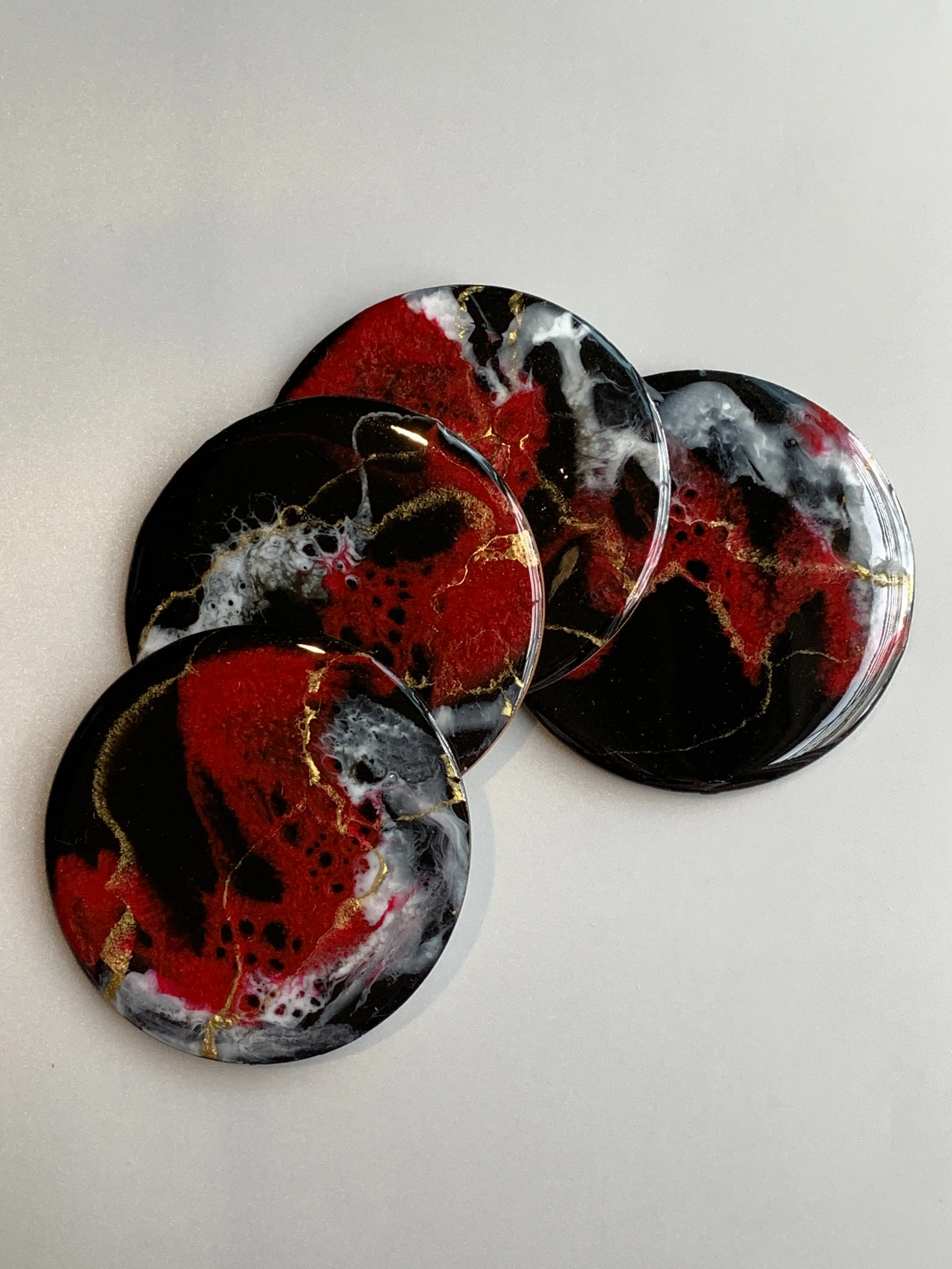 Wooden Coasters: Black & Red