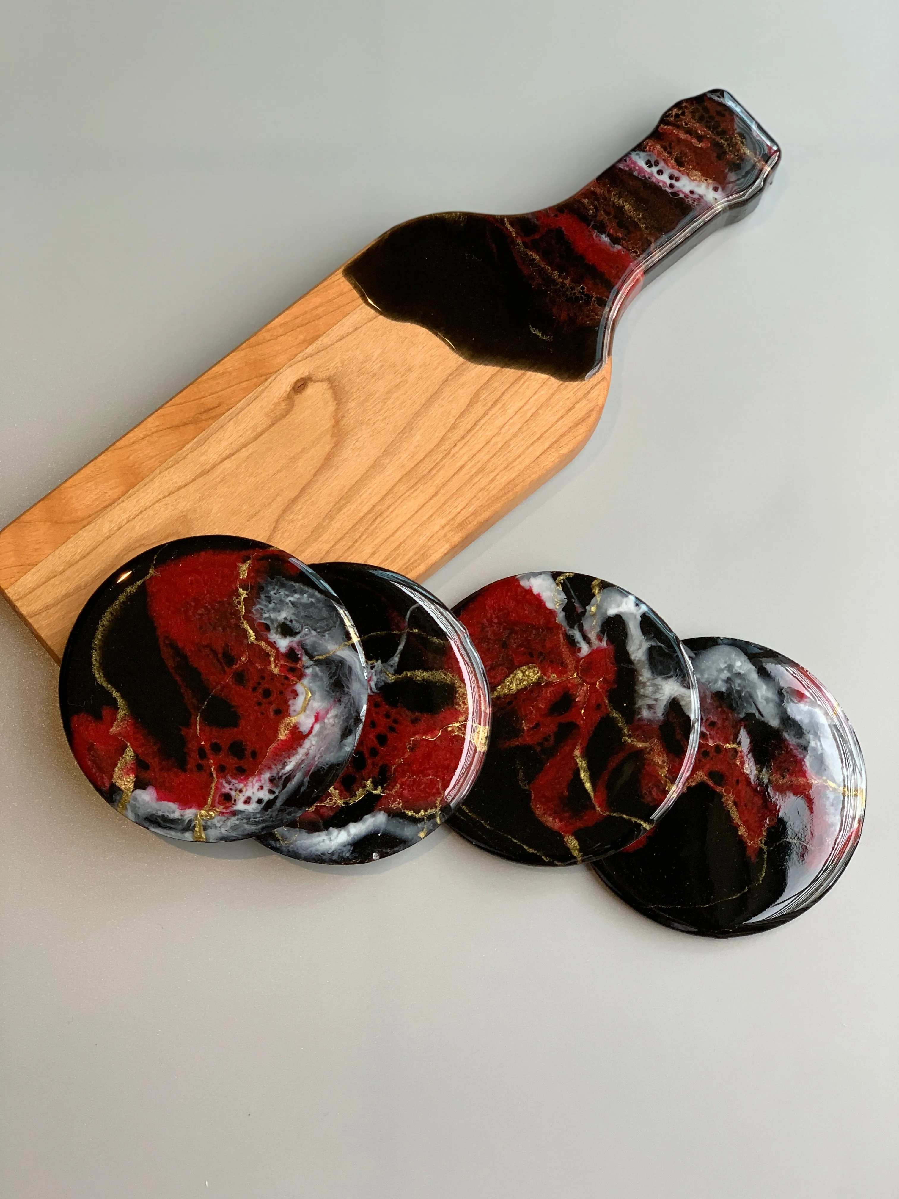 Wooden Coasters: Black & Red